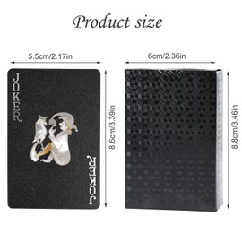 YuZhou Black Poker Cards, Magic Game Cards Magic Poker Cards Gold Foil Poker Playing Cards Black Diamond Magic Cards Deck of Cards Plastic Poker Cards Waterproof Playing Cards for Game Family (Black)