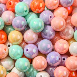 ANCADN 16mm Acrylic Beads Ab Multicolor Beads Pen Beads Bubblegum Beads DIY Beading Hairband Bracelets Necklace Craft for DIY Jewelry Making (ab-color)