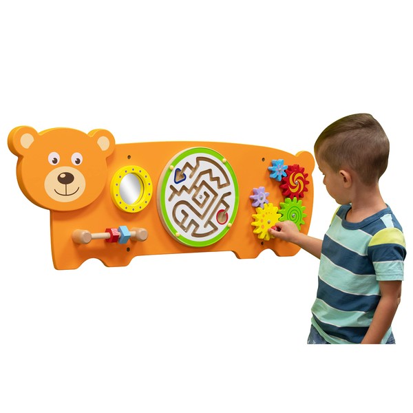 SPARK & WOW Bear Activity Wall Panel - 18m+ - Toddler Activity Center - Wall-Mounted Toy - Busy Board Decor for Bedrooms, Daycares and Play Areas