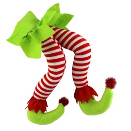 WEWILL 20'' Christmas Elf Legs Tree Decorations Stuffed Elf Leg for Xmas Home Party Tree Fireplace Ornaments (Green)