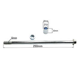 Dirt Bike Rear Wheel Axle w/Spacer & Lock Nuts M12 X 250mm For Pit Bike 50cc 70cc 110cc 125cc 150cc 12mm