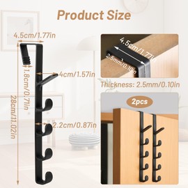 TAGMEIU 2 Pcs Over Door Hanger, Black Over Door Hook, Plastic Overdoor Hook Hanger for Bedroom, Clothes, Towel, Hats, Bags