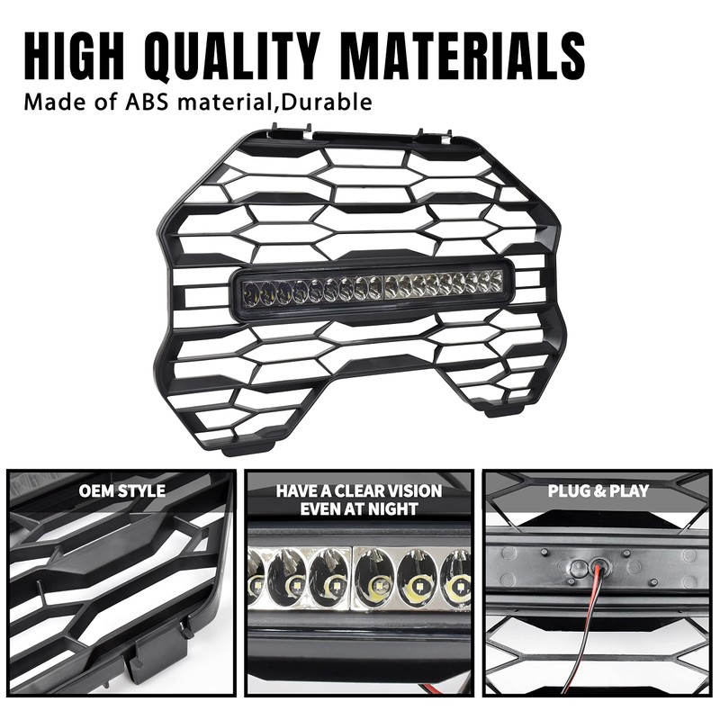 KATIMOTO Front Mesh Grill with LED Spotlight Bar for Commander