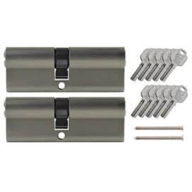 2x Profile Cylinder Lock 95 mm 45/50 Simultaneous Locking Including 10 Keys