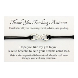 Lucor Teaching Assistant Gifts | Thank You Gifts | End of Year End of Term Teacher Gift | Infinity Wish String Bracelet | Gifts for Teaching Assistant(Black)