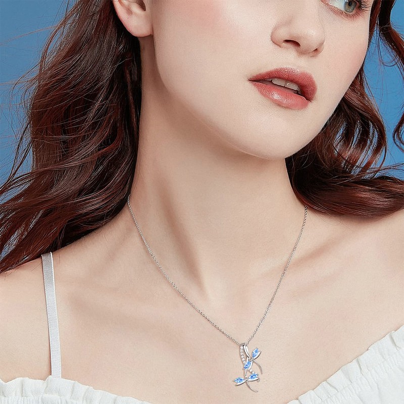 PRAYMOS Collar de plata de ley 925 con libélula para