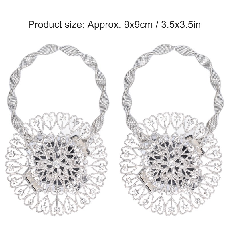2Pcs Magnetic Curtain Tiebacks Stainless Steel Sparkling Crystal Flower Curtain