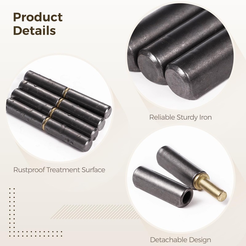 20 Pack Weld On Barrel Hinges 3 inch, Carbon Steel
