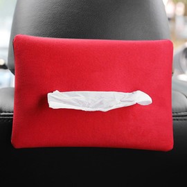 Adunsiaoto Sun Visor Car Tissue Box, PU Leather Car Tissue Box, Sun Visor Napkin Clip Hanging Box, Car Visor Tissue Holder, for Cars Sun Visor Back Seat Car Accessories (Red)