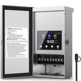 SUNVIE 200W Low Voltage Landscape Transformer 3 Zone Independent Control Outdoor Low Voltage Transformer with Timer & Photocell Sensor 120V AC to 12V/14V AC Waterproof Landscape Lighting Transformer
