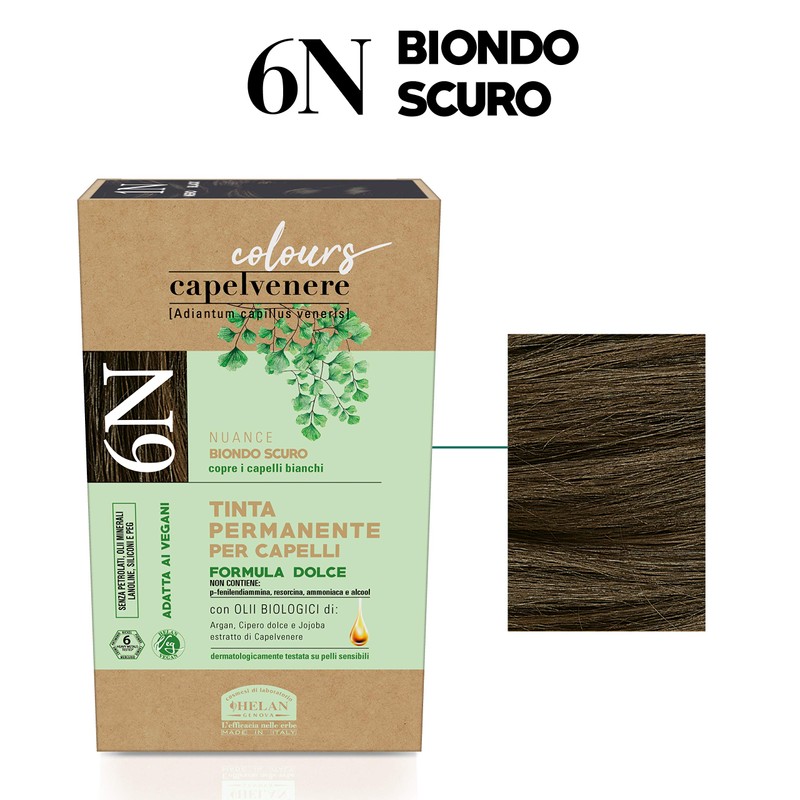 Helan, Capelvenere Colours, 6N, Dark Blonde, Permanent Dyed, No Ammonia