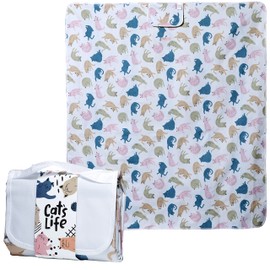 Puckator PICB01 Cat's Life Picnic Blanket, Foldup, Camping Picnics Outdoors Beach Garden