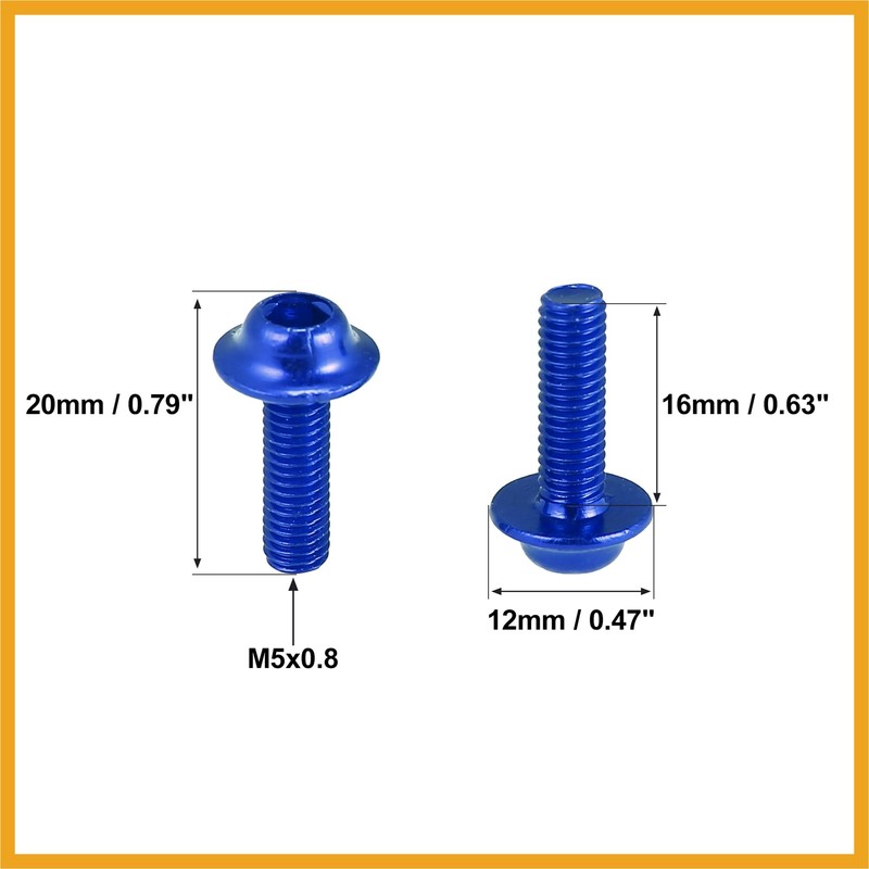 Partuto 20pcs M5 Motorcycle Windscreen Screw Fairing Windscreen Bolt Blue