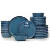 FOBENTA 24 Piece Dark Ceramic Dinnerware Set,Slate Blue Plates and