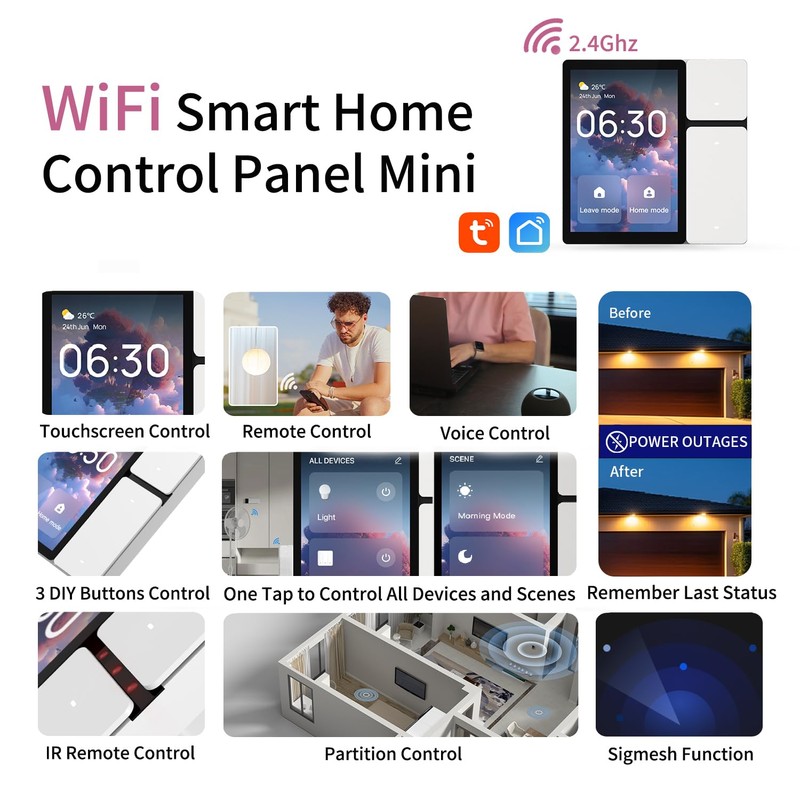 TONGOU DIY WiFi Smart Switch, 3-Switch Smart Home Control Panel
