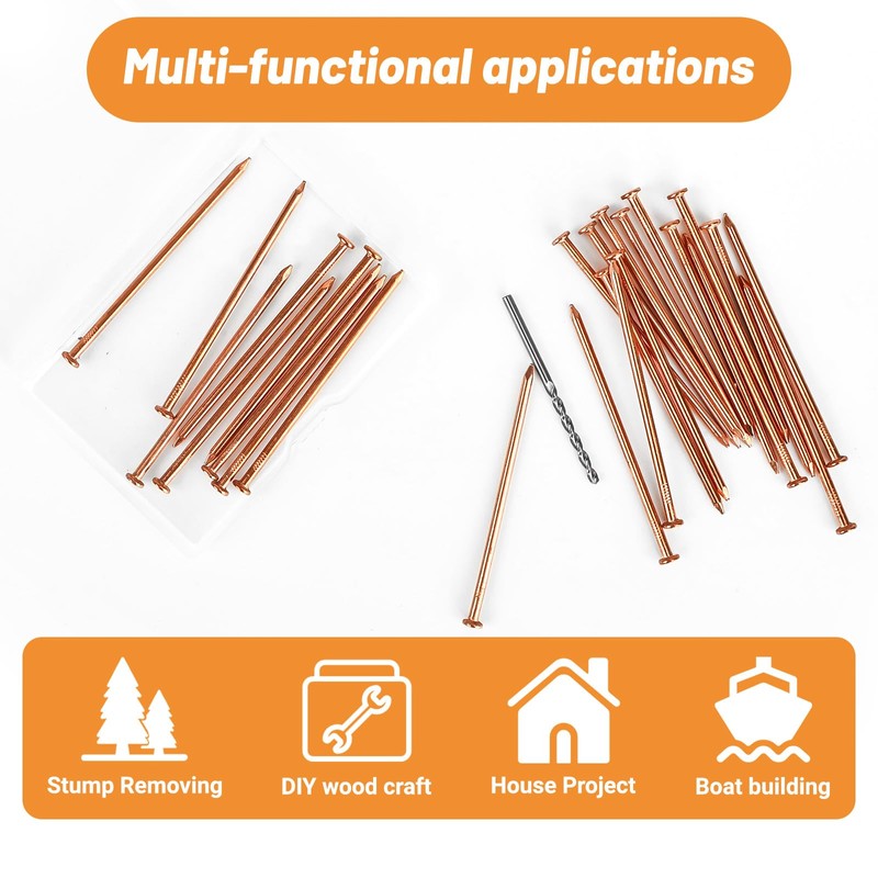 UCandy 20Pack Copper Nails for Killing Trees Stump Root, 3.15"