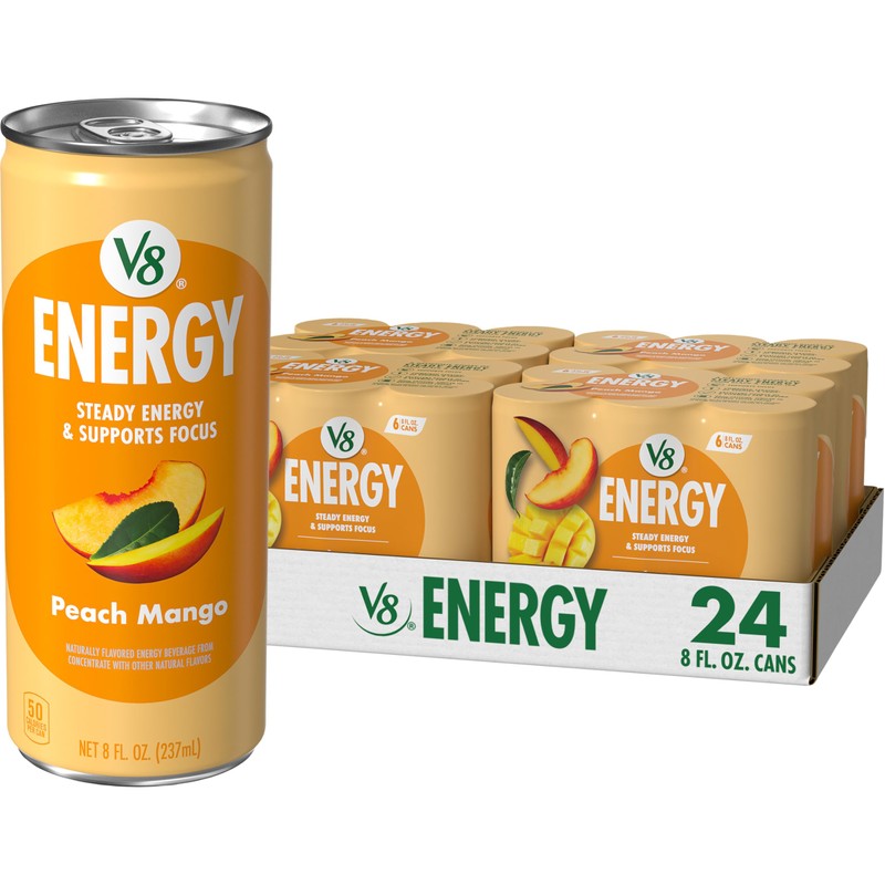 V8 Energy Peach Mango Energy Drink, 8 fl oz Can