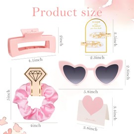 5pcs Bridesmaid Proposal Gifts Bridesmaid Hair Clips Bridesmaid Proposal Card Girls Heart Sunglasses Silk Satin Soft Hair Accessories Gifts for Wedding Party Favors