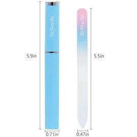 Glass Nail File in Case, Glass Fingernail File, Czech File, Double-Sided Etched Nail File for Nail Art & Nail Care, Christmas Gifts Stocking Stuffers 