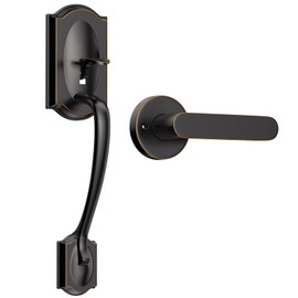 YYTDZSW Front Door Handle, Exterior Door Handle，Entry Door Handle with Reversible Lever, Adjustable Door Handle，Interior Door Handle, Black Door Handle, Oil Rubbed Bronze