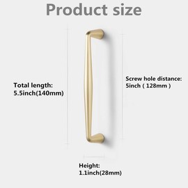 SYZOW Pack of 6 Vintage Gold Kitchen Cabinet Handles - Cupboard Handles, 128 mm Hole Spacing