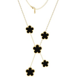 AICase Clover Necklace for Women 18K Gold Plated Four Leaf Clover Necklace Lucky Pendant Jewelry Gifts for Women/Mon Birthday Christmas_Black