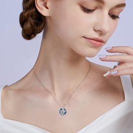 HUKKUN Turtle Necklace for Women 925 Sterling Silver Sea Turtle Pendant Necklace Abalone Shell Crystal Ocean Jewellery Gifts for Women Girls