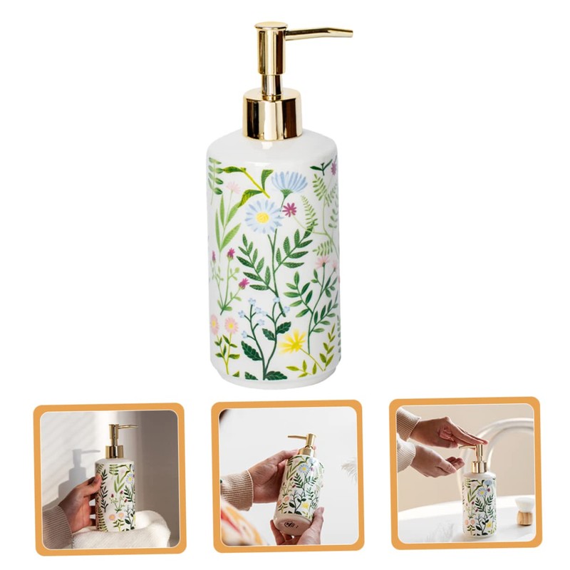 WOONEKY Ceramic Lotion Dispenser with Pump Elegant Refillable Soap Pump