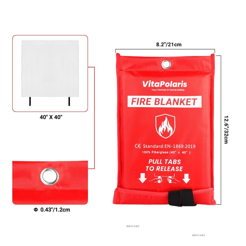 VitaPolaris Heavy-Duty Emergency Fire Blanket, 2 Pack – Fireproof Fiberglass