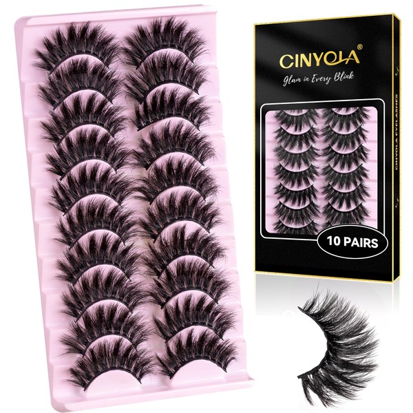 CINYOLA Mink Lash Fluffy Wispy False Eyelashes, Fake Lashes Extension