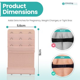 Trimming Shop Elastic Bra Extender Set for Women – Soft & Comfortable Strap Extension with Options Of 3x3 Rows of Hooks, Adjustable Maternity Bra Band Extenders for Tight Bras