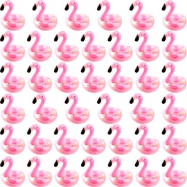 Sonarun 40 Pack Inflatable Flamingo Drink Holder Glitter Confetti Pink Flamingo Drink Floats Sparkling Blow Up Flamingo Cup Holder for Summer Pool Beach Hawaiian Party Toys