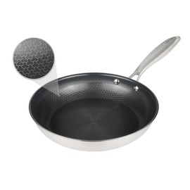 Stainless Steel Nonstick Frying Pan, Hybrid Ceramic 10-Inch Frying Pan, Stay-Cool Handle, PFAS & PFOA PTFE Free, Dishwasher & Oven Safe, Scratch-Resistant, Compatible with Induction & All Cooktops