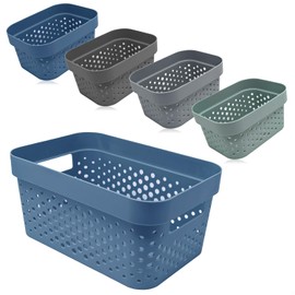 com-four® 5-Piece Storage Basket Set - Decorative Baskets - Plastic Boxes for Cosmetics, Toys and Household Products - Stackable Organisers [Selection Varies] (Mix - 5 Pieces)