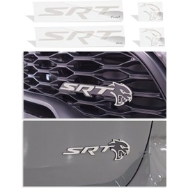 Reflective Concepts 2021, 2023, 2024 Durango SRT Hellcat Front and Rear SRT Emblem Overlay Decal Stickers - (Color: Reflective Light Silver)