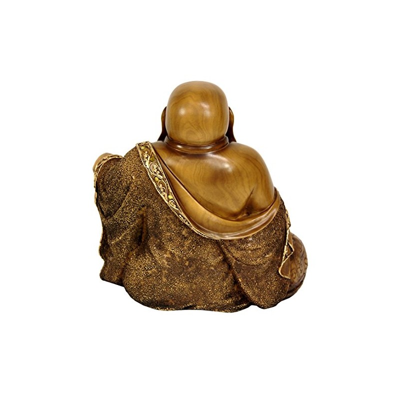 Oriental Furniture 10" Sitting Hotei Happy Buddha Statue, Bronze