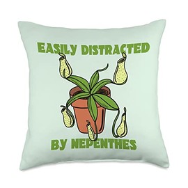 Easily Distracted by Nepenthes Funny Pitcher Plant Throw Pillow