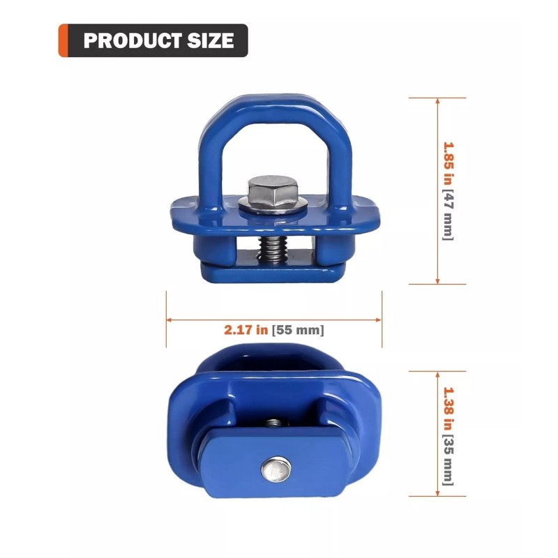 Evotech 4pcs Blue Aluminum Truck Bed Side Tie Down Wall