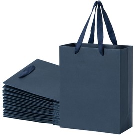 Sdootjewelry Navy Blue Gift Bags, Navy Gift Bag with Handles 8 x 4 x 10 Kraft Paper Bags 12 Pack Heavy Duty Shopping Bags Matte Paper Bags Party Bags Shopping Bags Merchandise Bags
