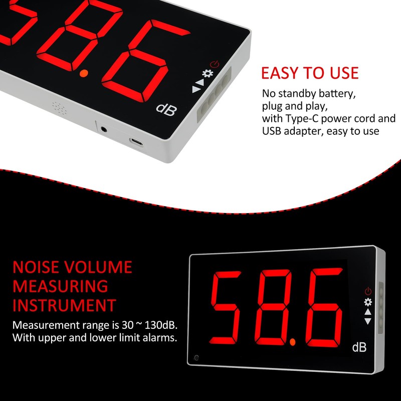 Mulcort Sound Level Meter with Large LCD Screen Wall Mounted