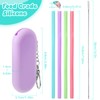 4 Set Silicone Straws with Case Reusable Straws Silicone Foldable