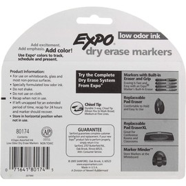 Expo 80174 Dry Erase Markers 4 Assorted Count