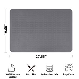 Stove Top Cover for Electric Stove- Range Covers for Electric Stove,Silicone XXL Dish Drying Mat, Glass Cooktop Covers, Flat RV Range top Mats (Gray, 28"x20")