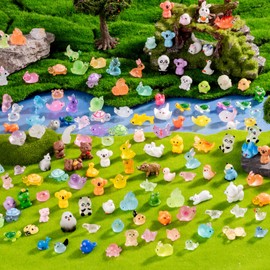 jrootouh 140 Pack Mini Animals Tiny Duck，Cow，Bee Figurines Bulk for Miniature Dollhouse Decor Accessories Garden Aquarium Potted Ornament Party DIY Charms Office Classroom Activity to Hide