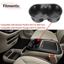 RLB-HILON Cup Holder Insert Compatible with Chrysler Pacifica Voyager 2017 2018 2019 2020 2021 2022 Year, for 68312236AC