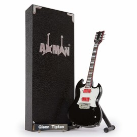 AXMAN Glen Tipton Handmade Miniature Guitar Replica Ornament 1/4 Scale with Display Box, Nameplate and Miniature Guitar Stand