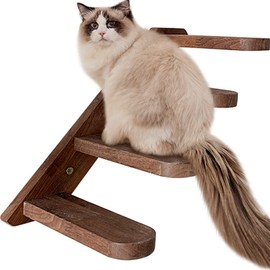 Kelendle Wood Cat Steps Wall Mounted - 4 Step Cat Stairs Cat Step Ladder Cat Climber Stairs Cat Step Shelf Cat Perch Cat Furniture for Wall Decoration Left Step Ladder