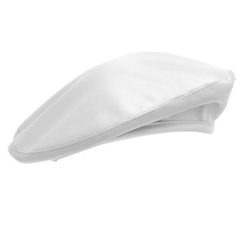 Womens Classic Pu Leather French Beret Hat (White)