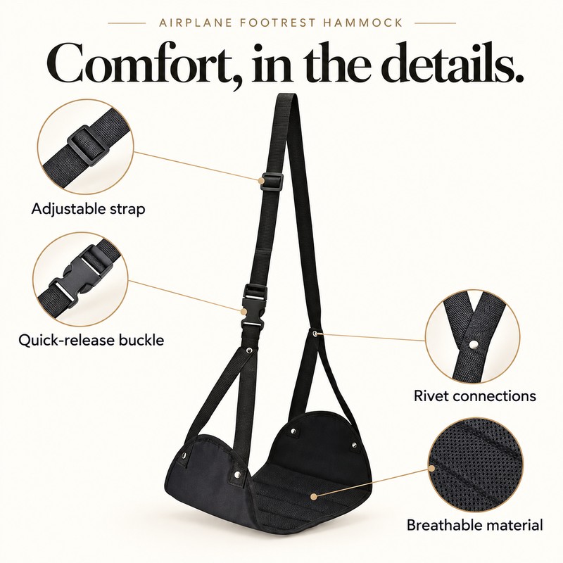 Adjustable Airplane Footrest for Travel – Lightweight Hanging Foot Hammock
