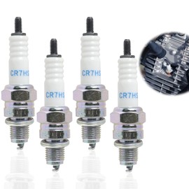 Pack of 4 Spark Plug CR7HSA for Scooters, Mopeds and Motorcycles - 10mm Thread, Protected for Improved Engine Performance and Efficient Ignition
